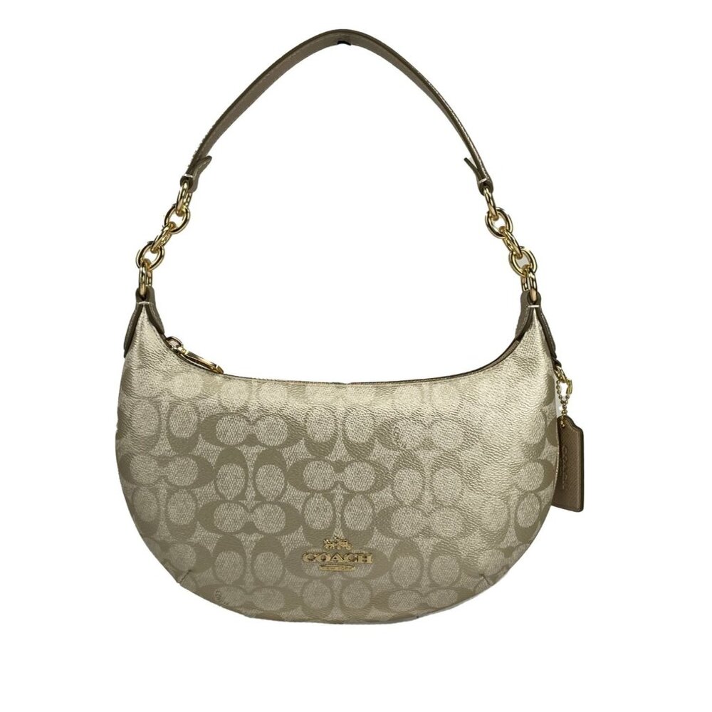 NEW Coach CX584 Payton Signature PVC Leather Shoulder Bag  Champagne Gold Purse
